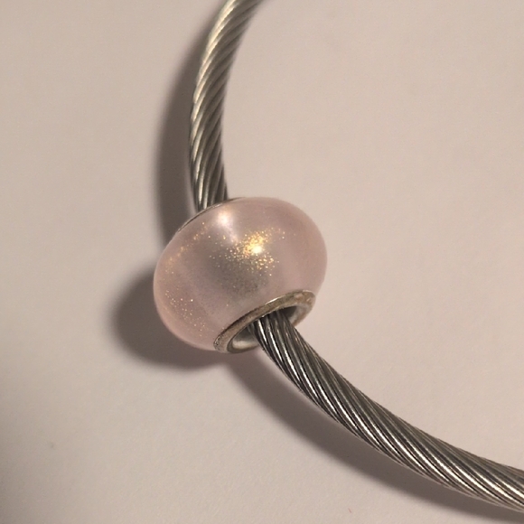 Silver Pink Sparkly Charm for Pandora Style Bracelet - Picture 2 of 4